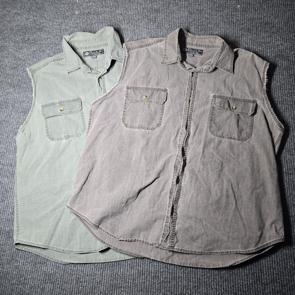 X2 Sleeveless Guide & Outfitters Button Down Shirt Men's Sz XL